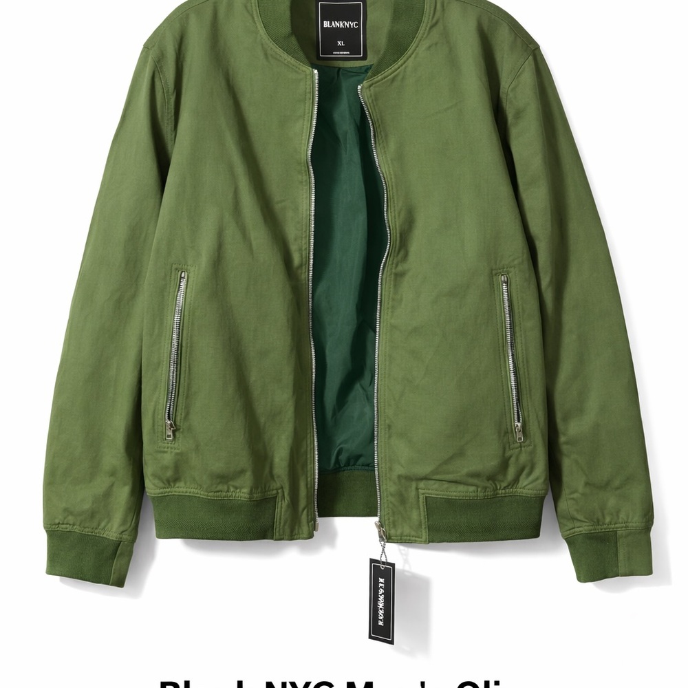 Blank NYC Men's Green Bomber Jacket